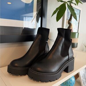 Black Chunky Heel Ankle Boots